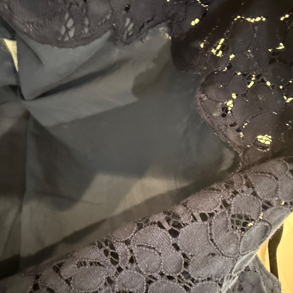 Madewell Navy Blue Lace Short Sleeve Blouse Top Scalloped Hem Size Small - Picture 13 of 16